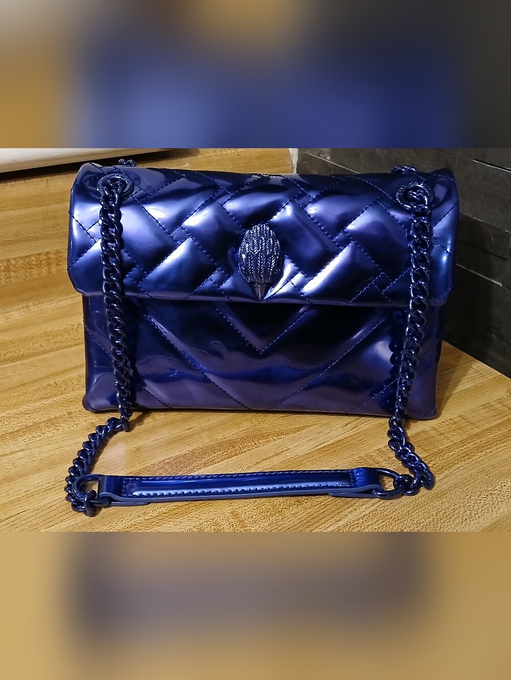 Kurt Geiger NWT Blueish Metallic Kensington & Dustbag - Picture 3 of 10
